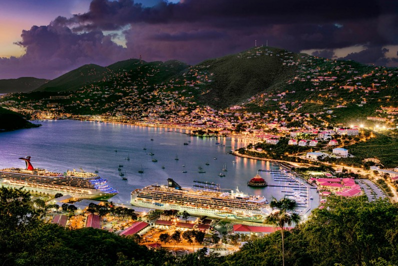 Photograph of St Thomas at night photography by Gary Feltonof downtown St Thomas