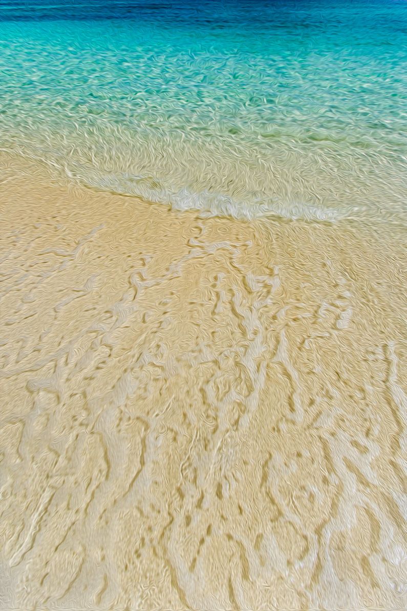 Blue clear shallow waters in the Caribbean
