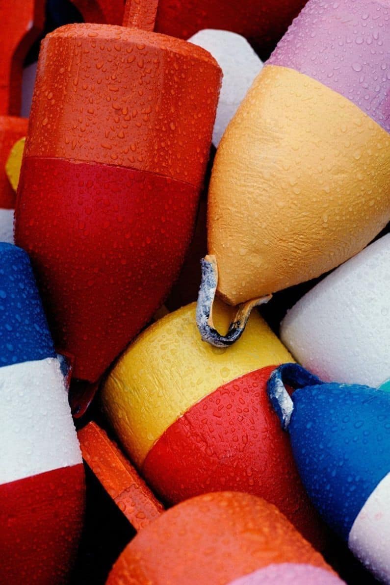 Colorful lobster pot floats