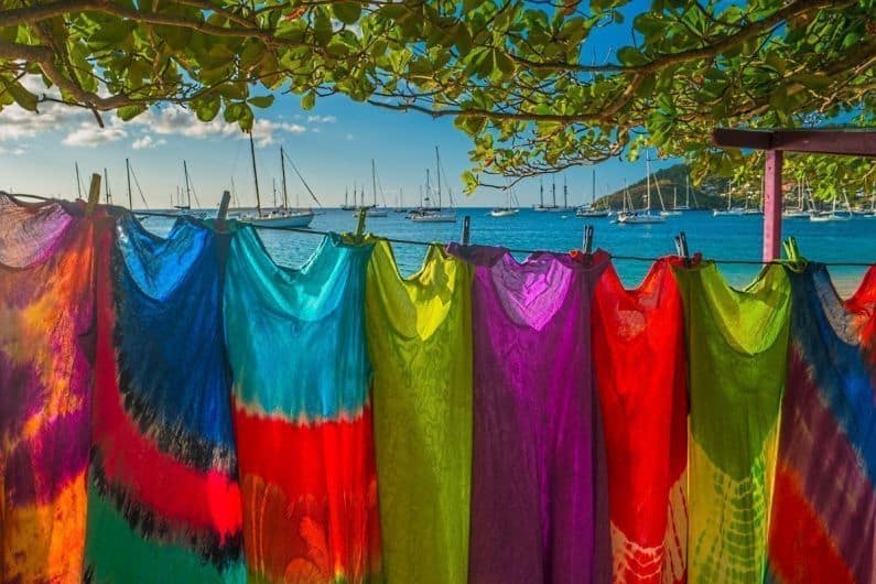 Colorful clothing for sale on a beach